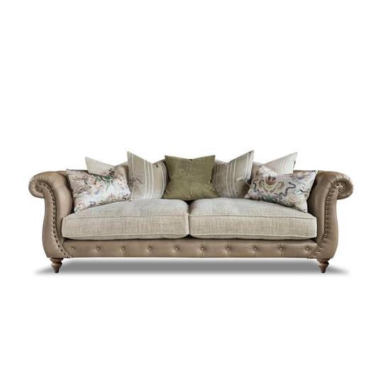 A&J Utopia Leather & Fabric Mix 4 Seater Sofa